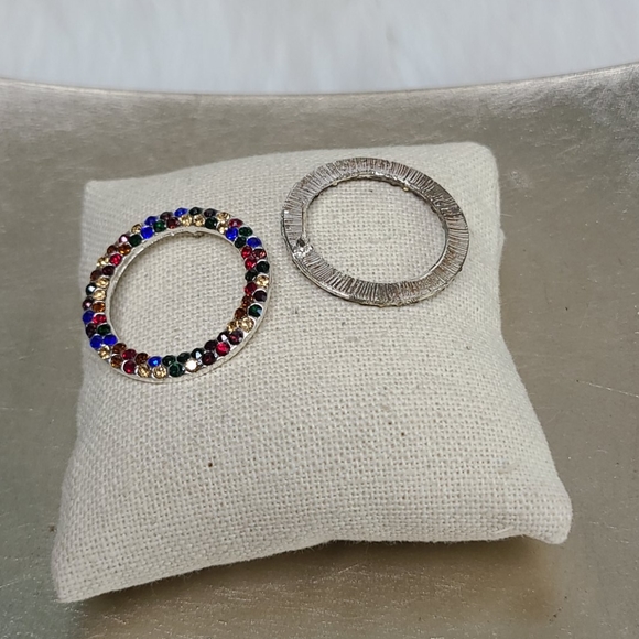 Stud Earrings Circle Shape Red Blue Rhinestones Brand New Valentine's Day Gift - Picture 4 of 4